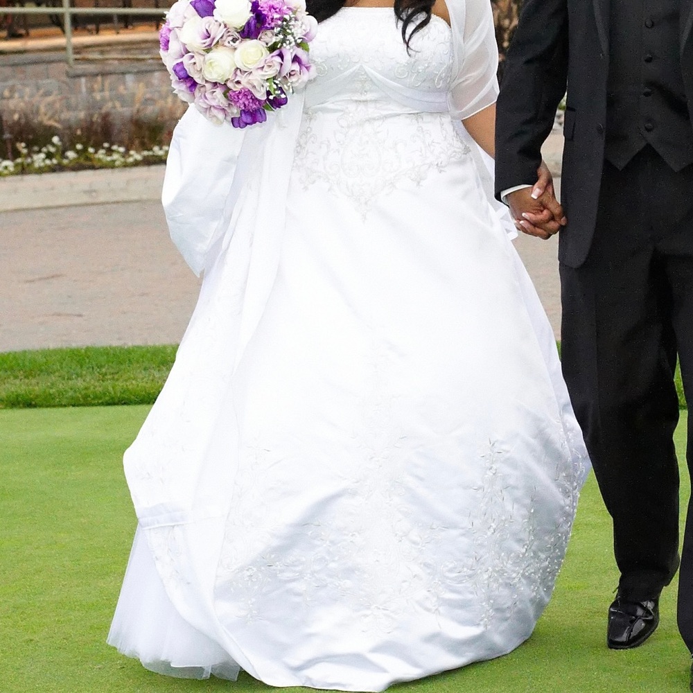 Stunning satin A-line wedding gown